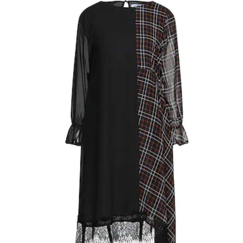NWT Lace Hem Crepe Midi Dress